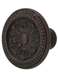 Eastlake Round Cabinet Knob - 1 1/2 inch Diameter in Dark Glaze.